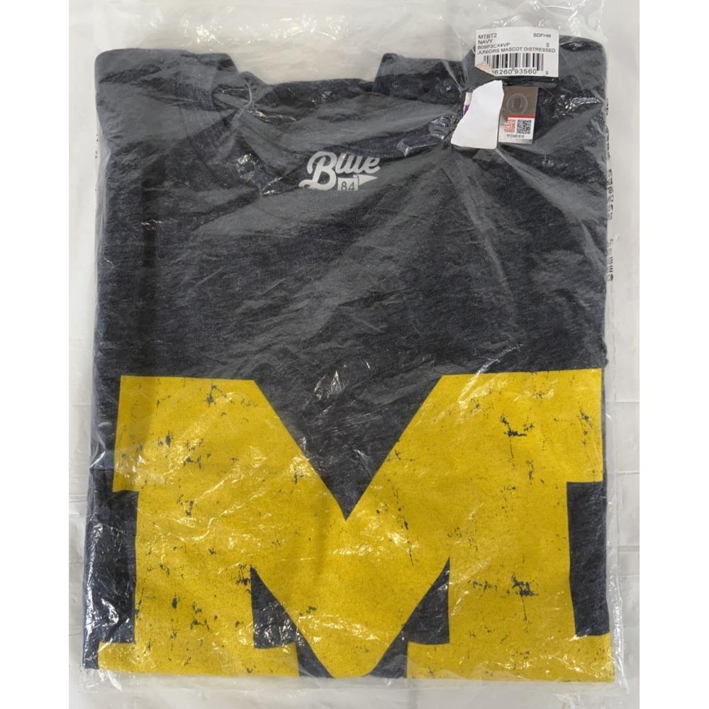 University Michigan Wolverines Big M Juniors Mascot Distressed Logo Size S NEW